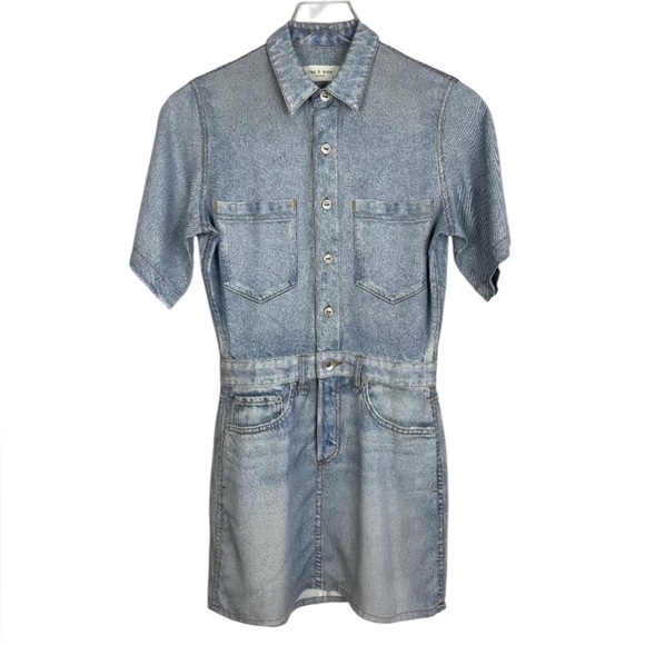Rag and bone  XS Miramar Tulip Dress Light Wash Tencel Denim Look - Picture 3 of 14